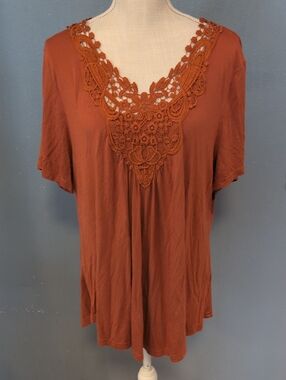 Tralilbee Crochet Floral Boho Fall Ruffled Tunic Blouse Grandma Cottagecore